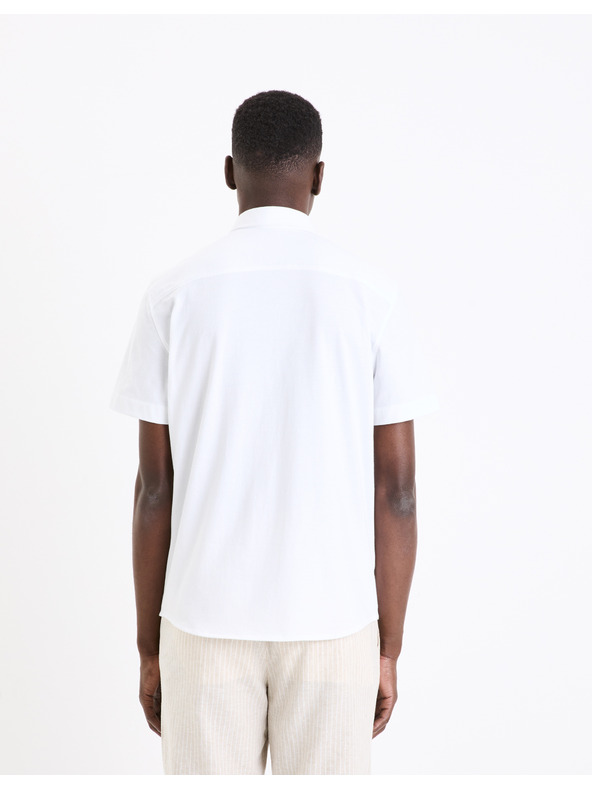 Celio Bílá pánská košile s krátkým rukávem Celio Barik