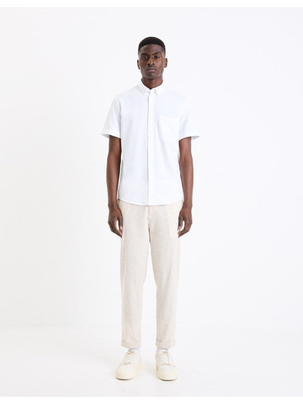 Celio Bílá pánská košile s krátkým rukávem Celio Barik