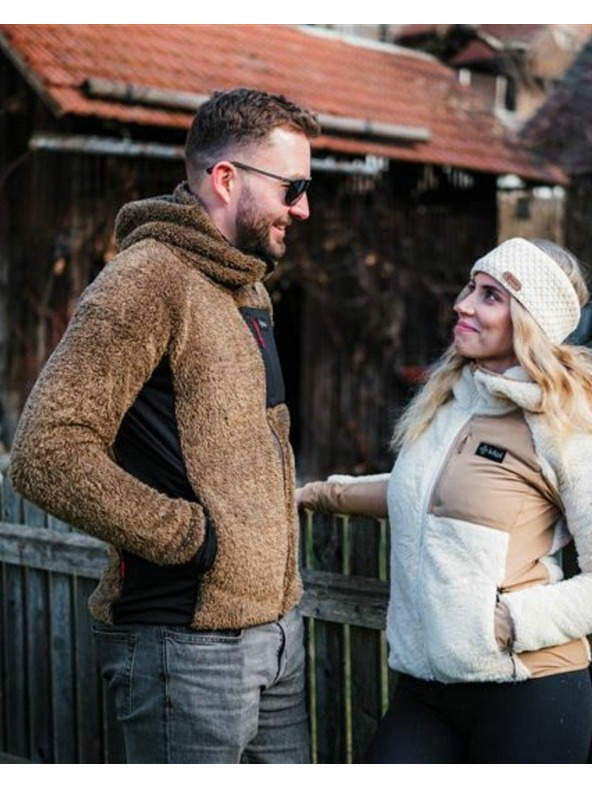 Kilpi Pánská chlupatá fleecová mikina s kapucí Kilpi NORKA-M Hnědá