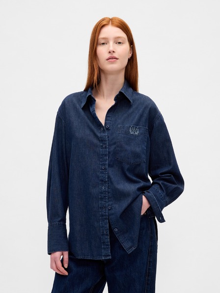 GAP Oversize džínová košile s logem Big Shirt UltraSoft GAP
