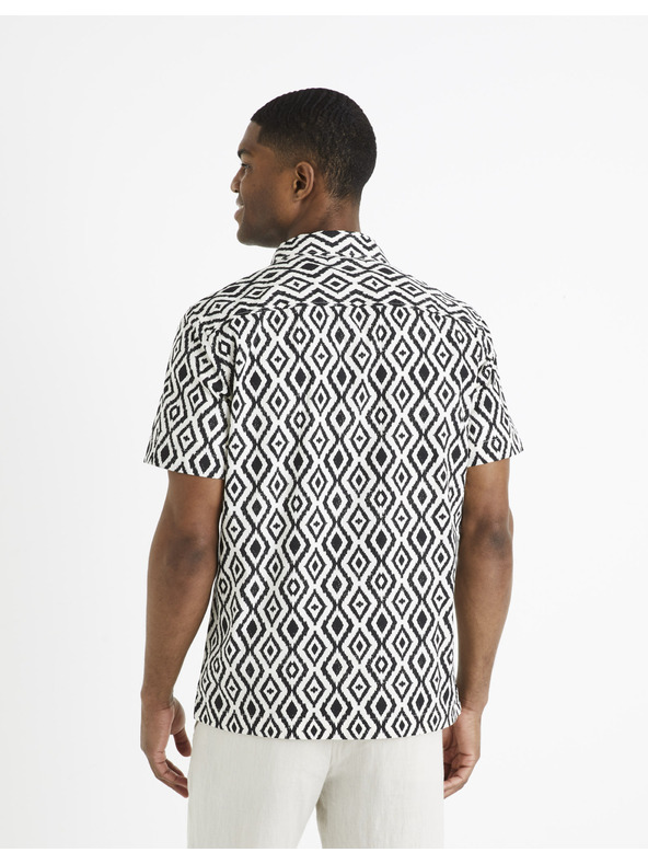 Celio Černo-bílá pánská vzorovaná košile Celio Daprinta
