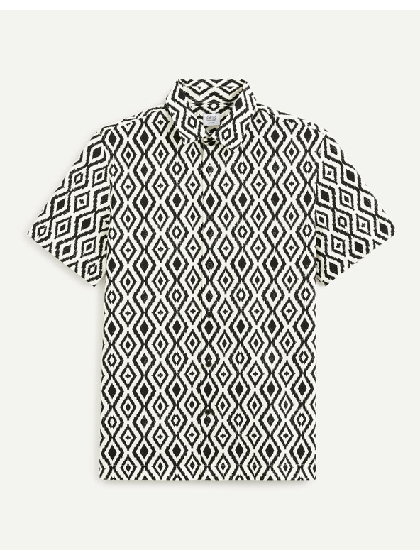 Celio Černo-bílá pánská vzorovaná košile Celio Daprinta