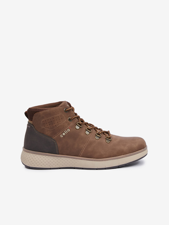 Celio Hnědé pánské kotníkové zimní boty Celio