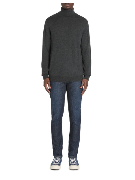 Celio Tmavé šedý pánský basic svetr s rolákem Celio Menos