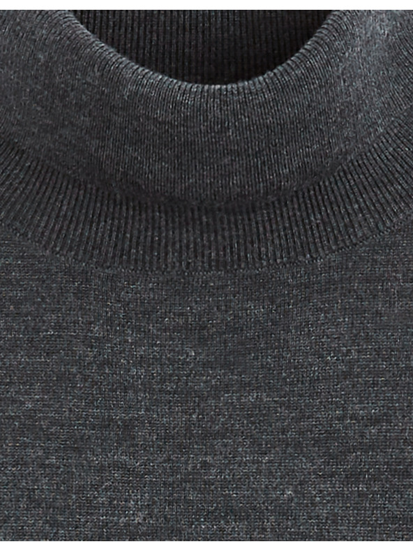 Celio Tmavé šedý pánský basic svetr s rolákem Celio Menos