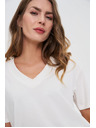 Moodo Bílý top s véčkovým výstřihem Moodo