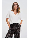 Moodo Bílý top s véčkovým výstřihem Moodo