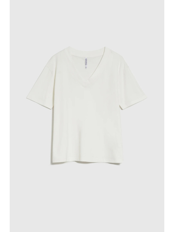 Moodo Bílý top s véčkovým výstřihem Moodo