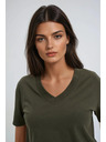 Moodo Khaki top s véčkovým výstřihem Moodo