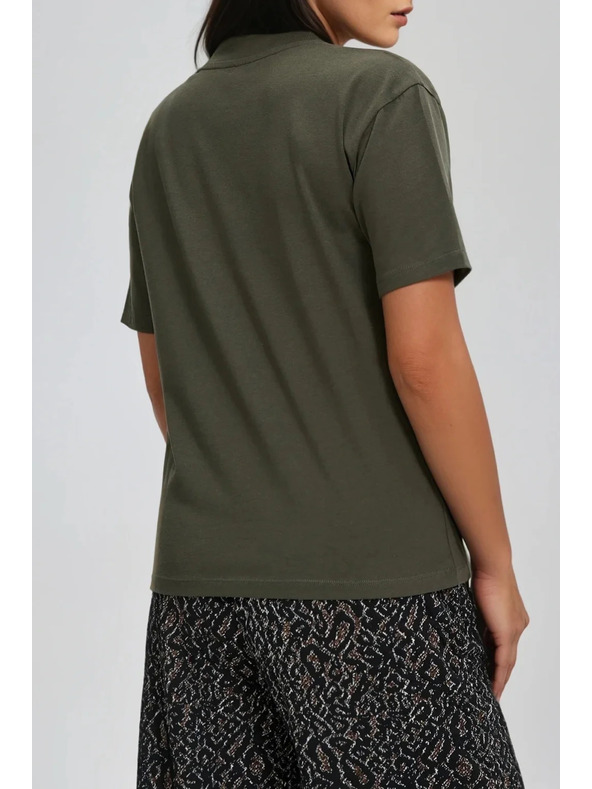 Moodo Khaki top s véčkovým výstřihem Moodo