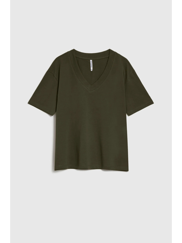 Moodo Khaki top s véčkovým výstřihem Moodo