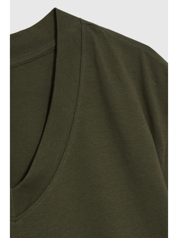 Moodo Khaki top s véčkovým výstřihem Moodo