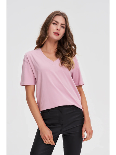 Moodo Růžový top s véčkovým výstřihem Moodo