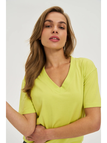 Moodo Žlutý top s véčkovým výstřihem Moodo