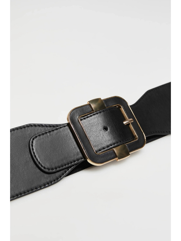 Moodo Černý široký pásek s ozdobnou sponou Moodo