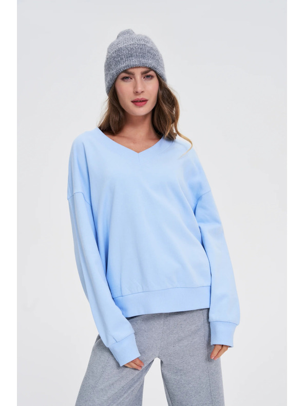 Moodo Halenka s výstřihem do V světle modrá Moodo