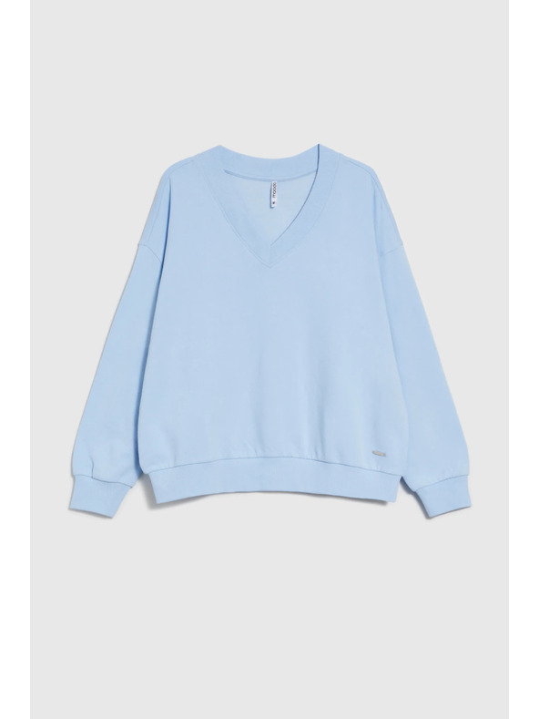 Moodo Halenka s výstřihem do V světle modrá Moodo