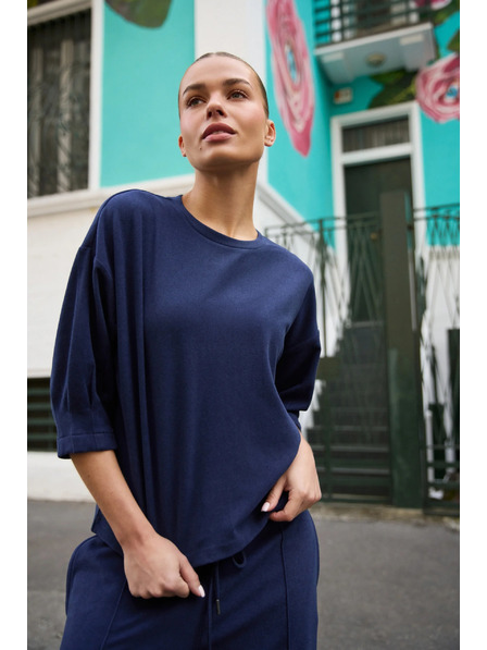 Moodo Svetr s krátkými rukávy tmavě modrý Moodo