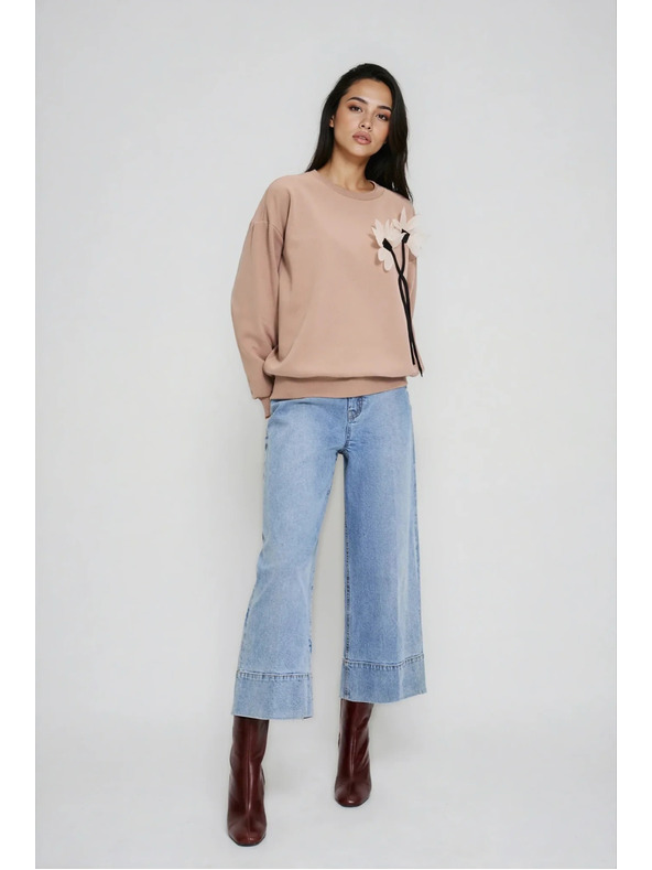 Moodo Svetr s květem béžový Moodo