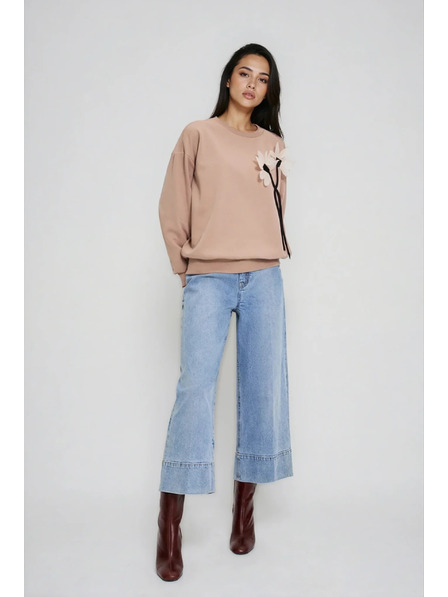 Moodo Svetr s květem béžový Moodo