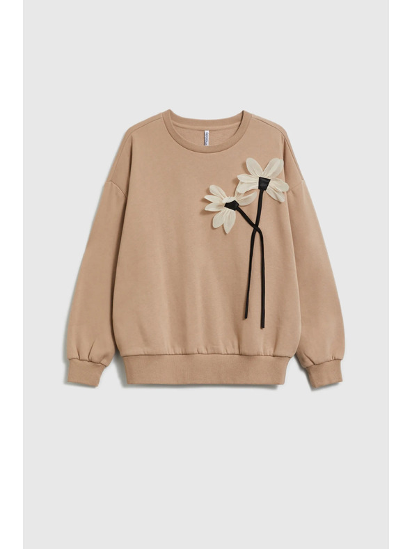Moodo Svetr s květem béžový Moodo
