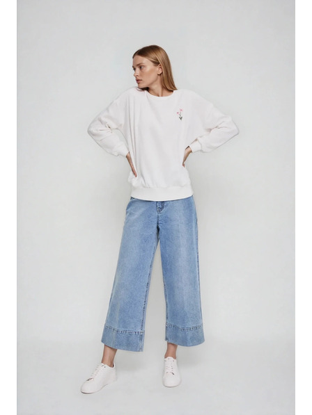 Moodo Halenka s vyšívaným květem bílá Moodo