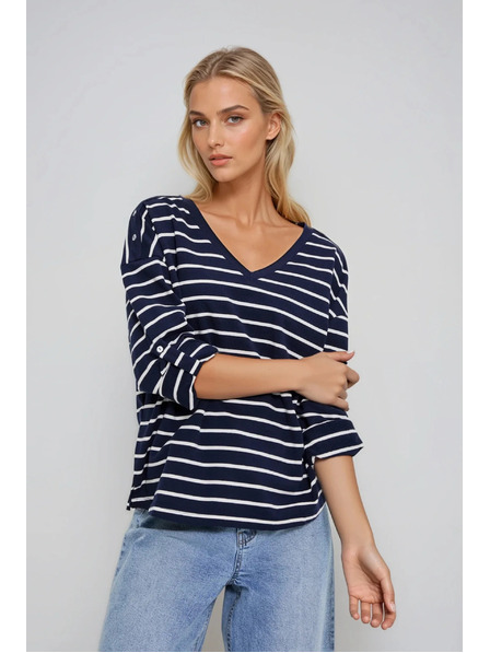 Moodo Pruhovaná mikina tmavě modrá Moodo