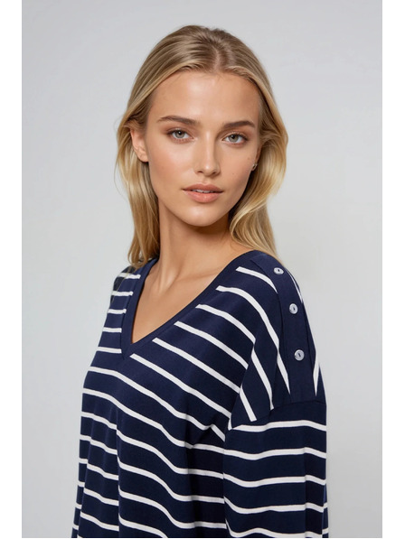 Moodo Pruhovaná mikina tmavě modrá Moodo