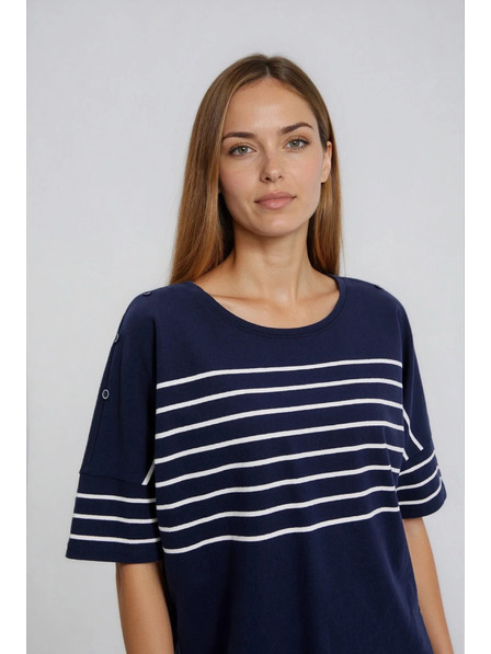 Moodo Pruhovaná mikina tmavě modrá Moodo