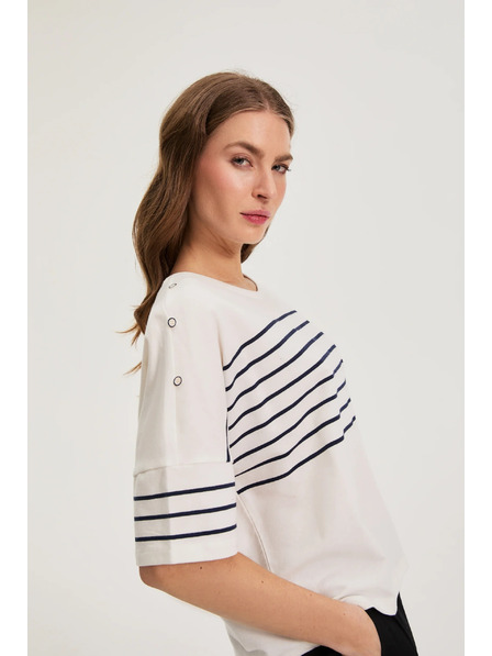 Moodo Pruhovaná mikina bílá Moodo