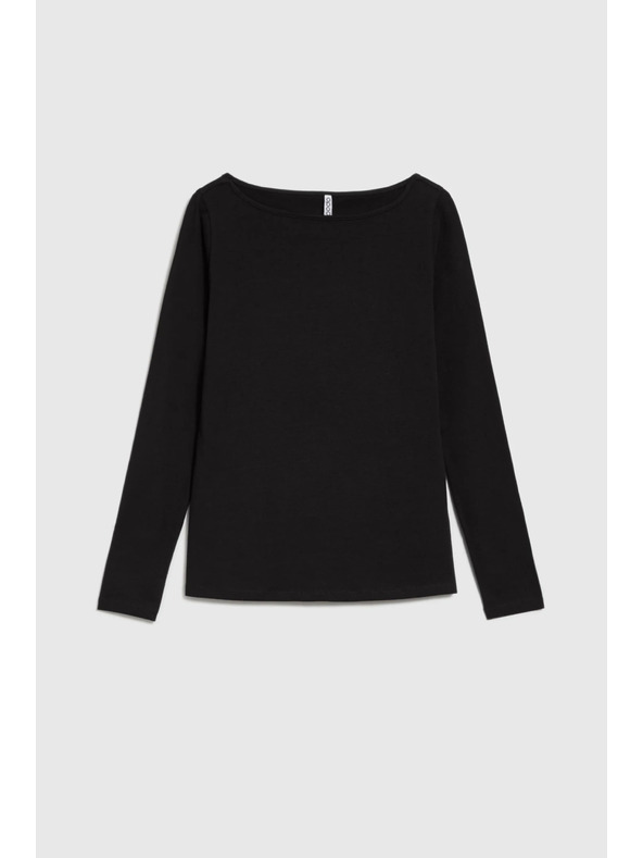 Moodo Přiléhavá černá halenka s dlouhým rukávem Moodo