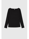 Moodo Přiléhavá černá halenka s dlouhým rukávem Moodo