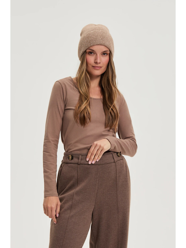 Moodo Bavlněné tričko světle hnědé Moodo