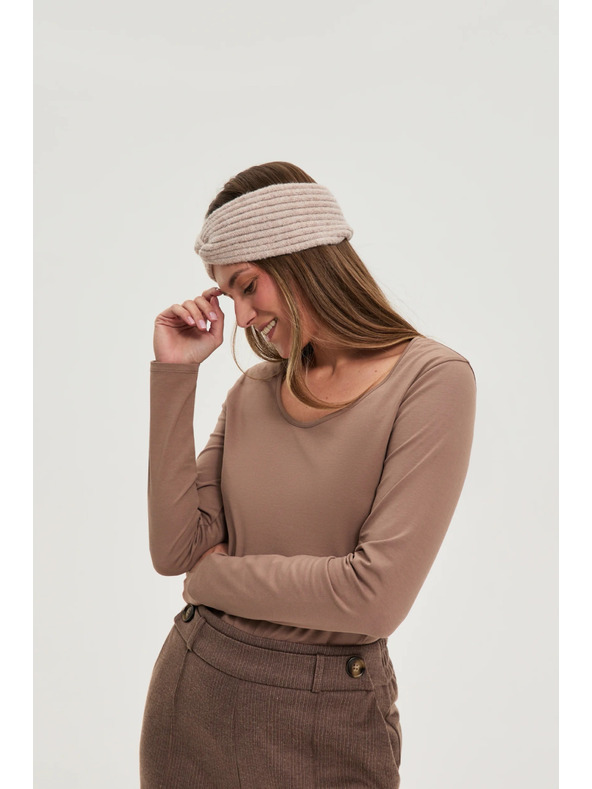 Moodo Bavlněné tričko světle hnědé Moodo