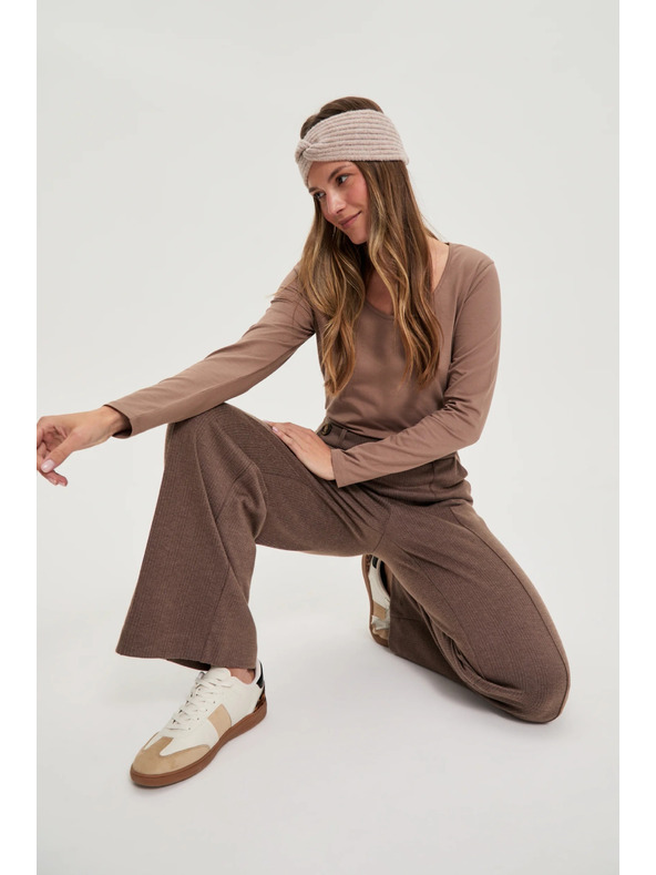 Moodo Bavlněné tričko světle hnědé Moodo