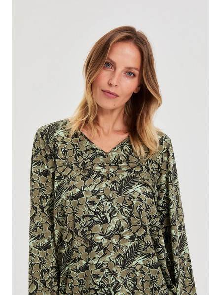 Moodo Olive Green Floral Blouse Moodo