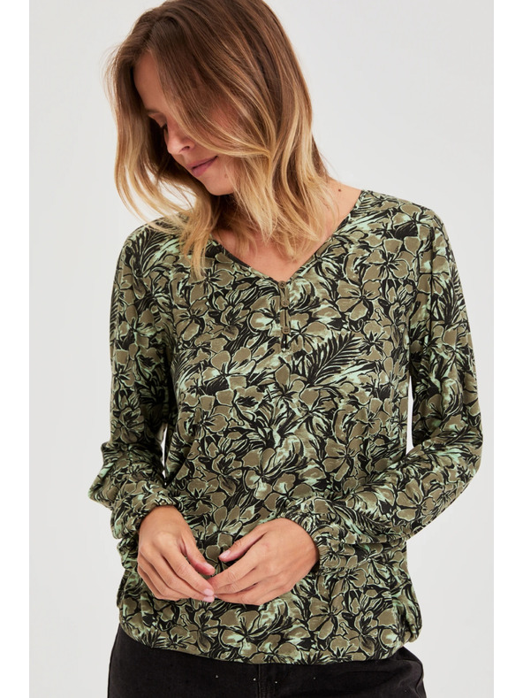 Moodo Olive Green Floral Blouse Moodo