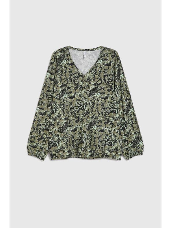 Moodo Olive Green Floral Blouse Moodo
