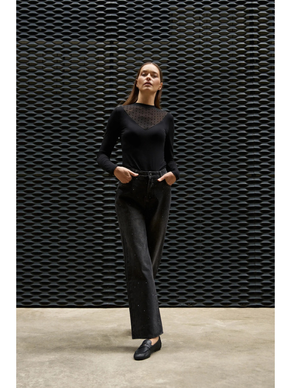 Moodo Přiléhavá černá halenka Moodo