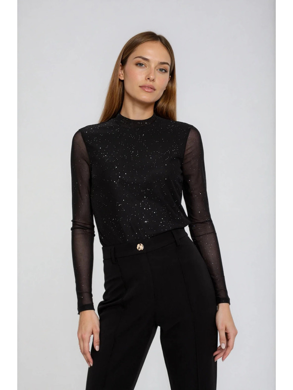 Moodo Černá halenka s průhlednými rukávy Moodo