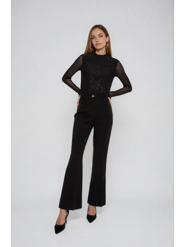 Moodo Černá halenka s průhlednými rukávy Moodo