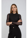 Moodo Černá halenka s průhlednými rukávy Moodo
