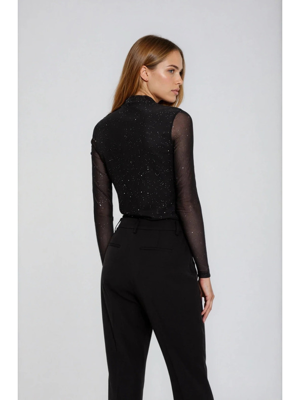 Moodo Černá halenka s průhlednými rukávy Moodo