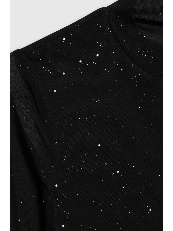 Moodo Černá halenka s průhlednými rukávy Moodo