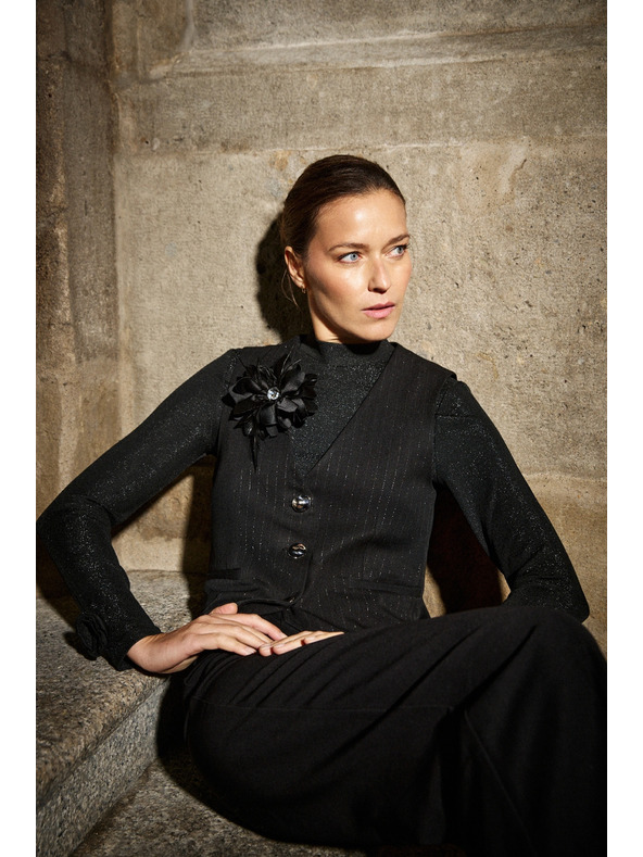 Moodo Černá halenka s ozdobnými rukávy Moodo