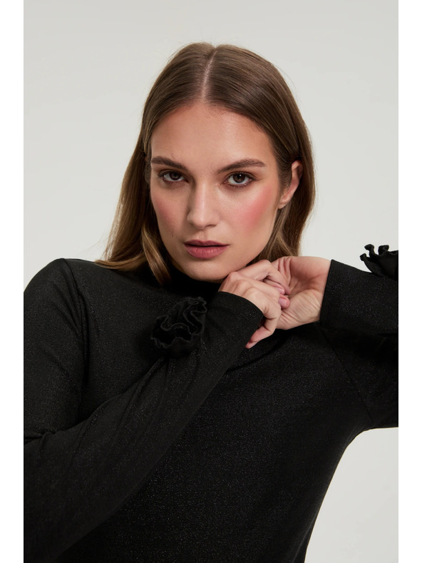 Moodo Černá halenka s ozdobnými rukávy Moodo