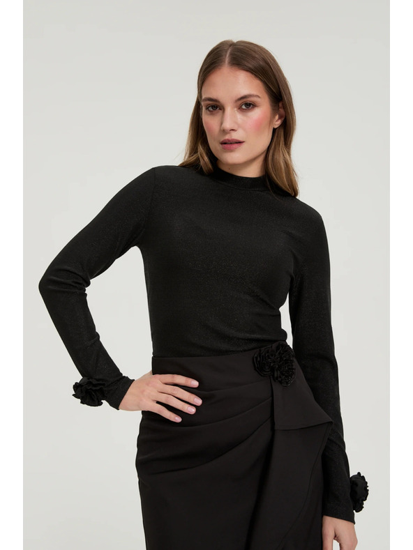 Moodo Černá halenka s ozdobnými rukávy Moodo