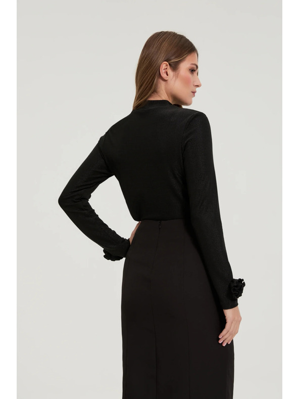 Moodo Černá halenka s ozdobnými rukávy Moodo