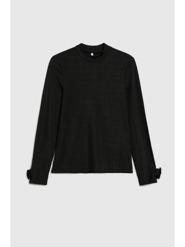 Moodo Černá halenka s ozdobnými rukávy Moodo