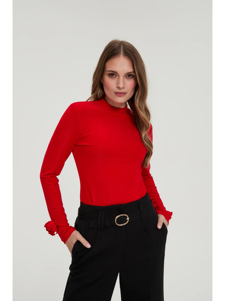 Moodo Červená halenka s ozdobnými rukávy Moodo